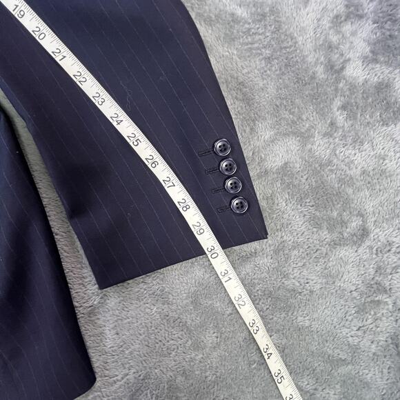Naldini Blazer Mens 44 Navy Pinstripe Made in Italy Super 150s Wool 3 Button - Picture 6 of 15